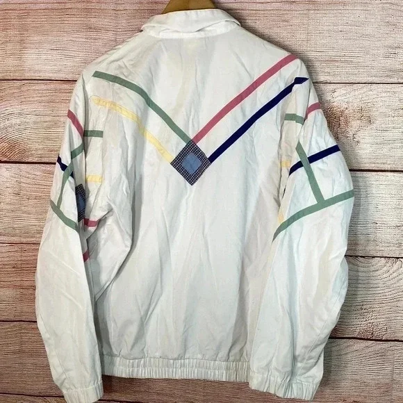 Vintage Koret Francisca Women’s Geometric Jacket White Colorful Medium - Picture 6 of 8